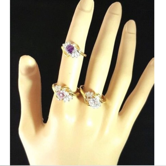 Gold Plated Cocktail  Ring CZ Sizes 5 8 11 12 - Picture 5 of 8